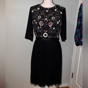 Embroidered sequin cocktail dress
